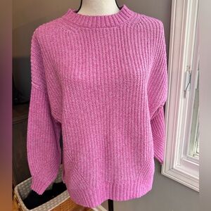 American Eagle Ribbed Knit Mock Neck Sweater Oversized Fit Pink Small